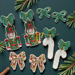 Enchanted Evergreen Pearl Candy Cane Earrings with Green Bow Topper