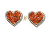 Large Heart Beaded Stud Earrings in Burnt Orange for Game Day