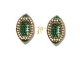 Game Day Emerald Green Beaded Football Stud Earrings