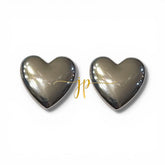 Solid Sterling Silver Puffy Heart Stud Earrings with Rhodium Finish Handcrafted in Taxco Guerrero Mexico