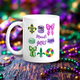 Mardi Gras Purple and Green Ribbons & Bows White Glossy Mug