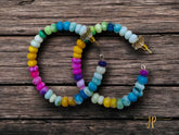 Handmade Candy Opal Beaded Hoop Earrings