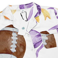 Game Day Purple and Gold Bow Women’s Long Sleeve Silky Pajama Top