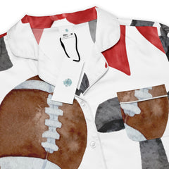 Game Day Black and Red Bow Women’s Long Sleeve Silky Pajama Top