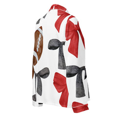 Game Day Black and Red Bow Women’s Long Sleeve Silky Pajama Top