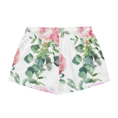 White with Pink Rose Print Women’s Silky Pajama Shorts