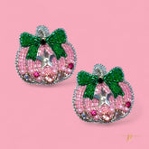 Pink Glam Pumpkin Beaded Earrings