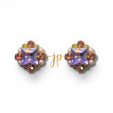 Lavender Heiress Rhinestone Stud Earrings with Pearl Detail