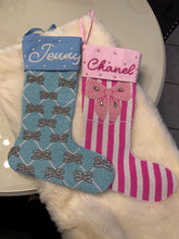 Coquette Personalized Beaded Bow Christmas Stocking