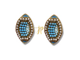 Game Day Turquoise Blue Beaded Football Stud Earrings
