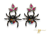 Fancy Spider Multicolored Beaded Rhinestone Earrings