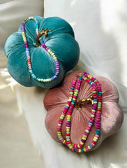 Candy Opal Jelly Bean Multicolored Necklace in Pumpkin Shaped Beads