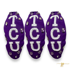 Purple Beaded Knotted Headband for Game Day with Logo for Game Day
