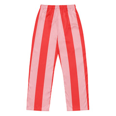 Red and Pink Striped Women’s Long Sleeve Silky Pajama Pants