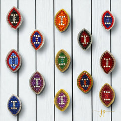 Garnet and Gold Beaded Football Stud Earrings