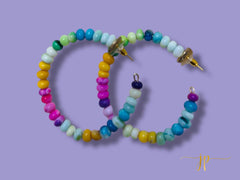 Handmade Candy Opal Beaded Hoop Earrings