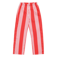 Red and Pink Striped Women’s Long Sleeve Silky Pajama Pants
