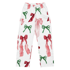 Red and Green Bow Women’s Silky Pajama Pants