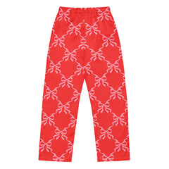 Red Bow Lattice Women’s Long Sleeve Silky Pajama Pants