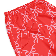 Red Bow Lattice Women’s Long Sleeve Silky Pajama Pants