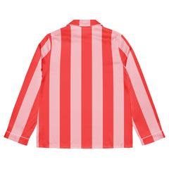 Red and Pink Stripe Women’s Long Sleeve Silky Pajama Top