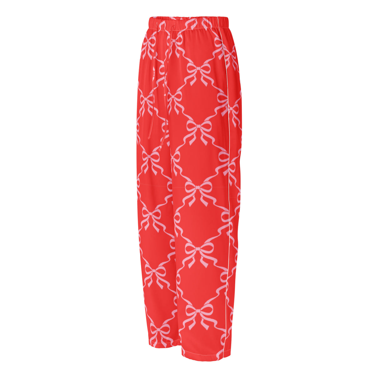 Red Bow Lattice Women’s Long Sleeve Silky Pajama Pants