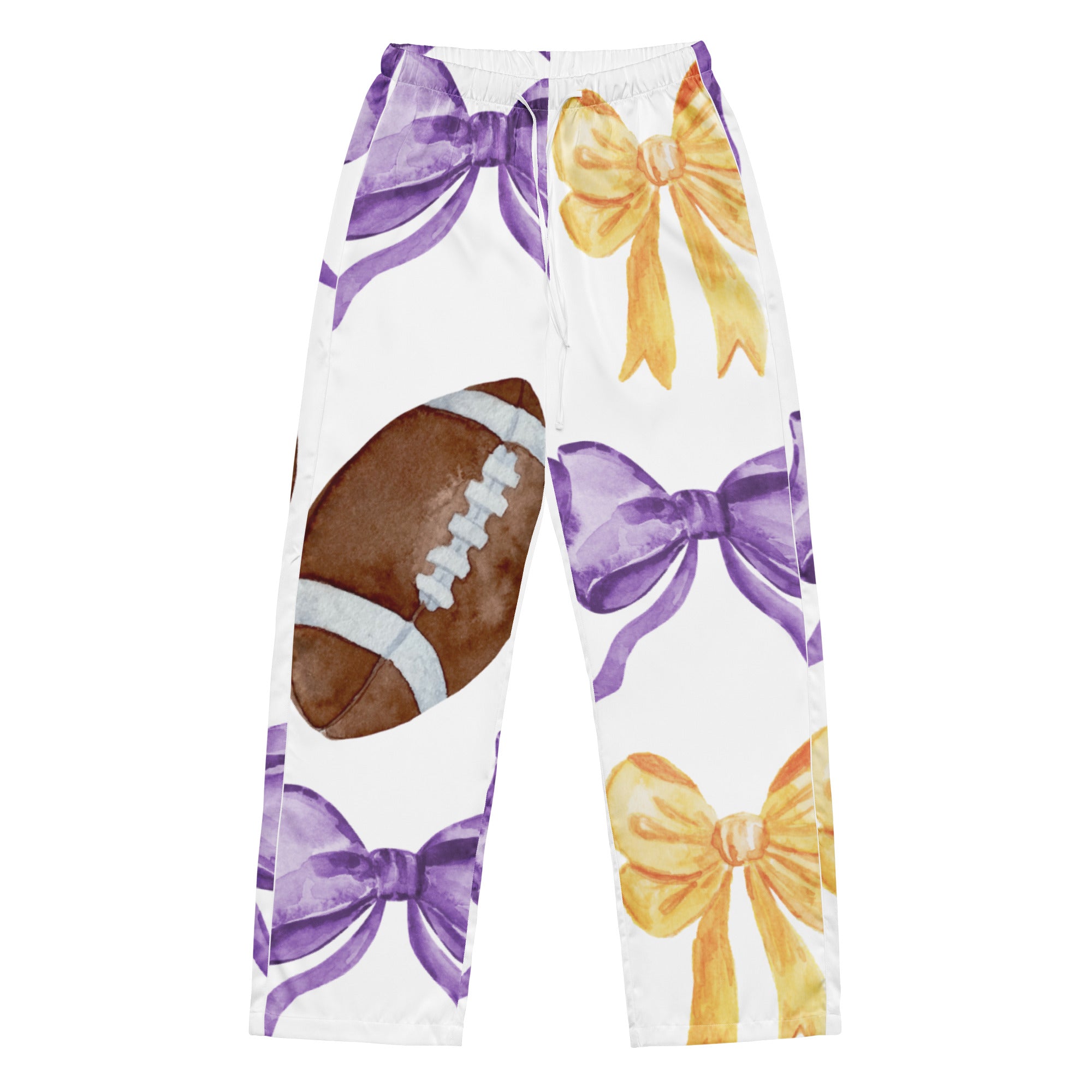 Game Day Purple and Gold Bow Women’s Silky Pajama Pants