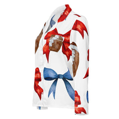 Game Day Red and Blue Bow Women’s Long Sleeve Silky Pajama Top