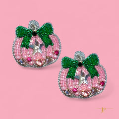Pink Glam Pumpkin Beaded Earrings