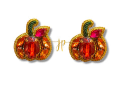 Burnt Orange Jewel Pumpkin Stud Earrings