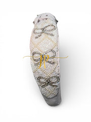 White Rhinestone Bow Lattice Beaded Knotted Headband