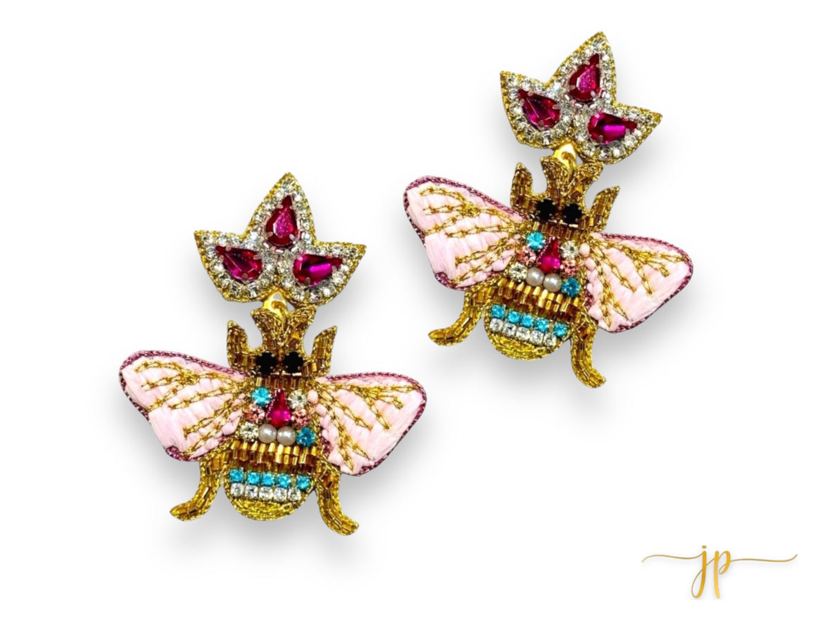 Queen Bee Multicolored Jeweltone Beaded Rhinestone Earrings